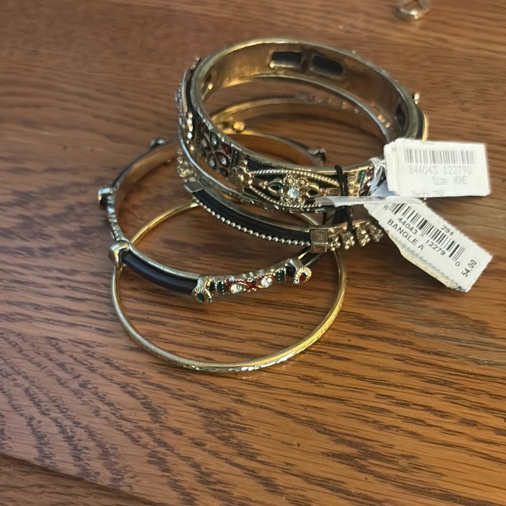 Natasha Couture Gold and Black Bracelet Set